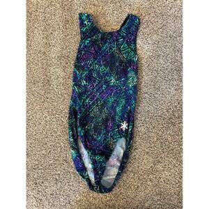 Snowflake Designs Gymnastics Leotard Adult Small Blue Purple Teal